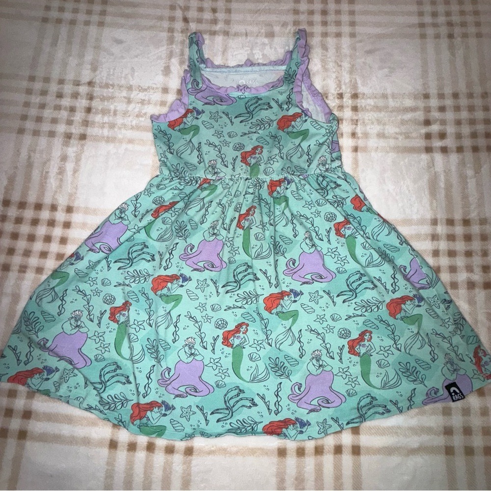 Disney Rags Little Mermaid Ariel Ursula Dress Girls Size 5/6 Mint Green Ruffle